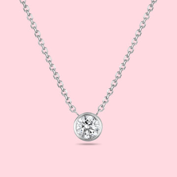 1 Carat Round bezel necklace